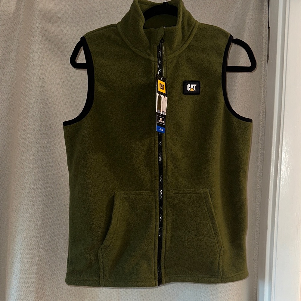 CAT Kids Olive Green Fleece Vest